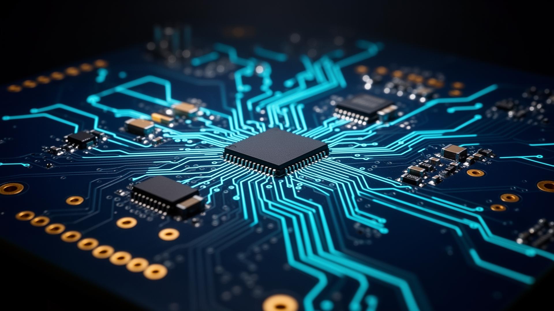 Circuito impreso con trazas iluminadas